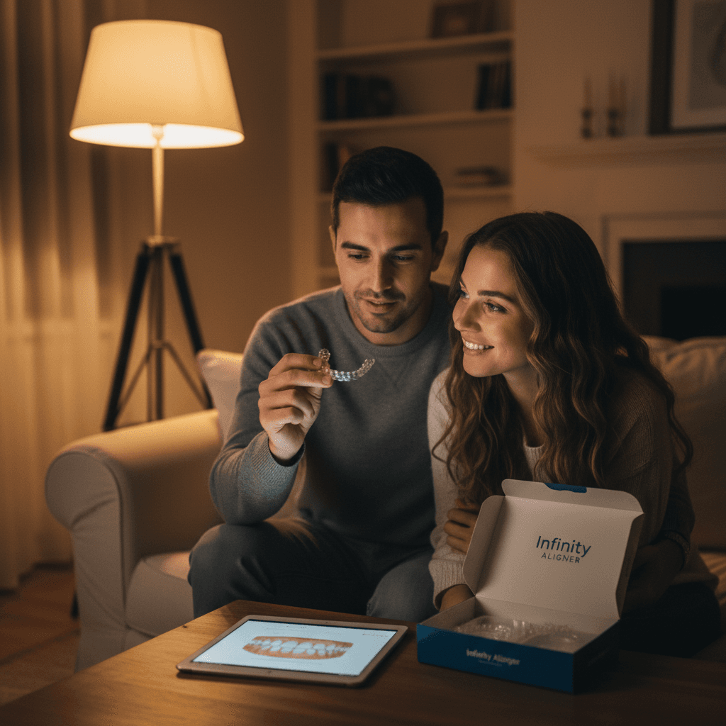 Couple discovering their Infinity Aligner at home