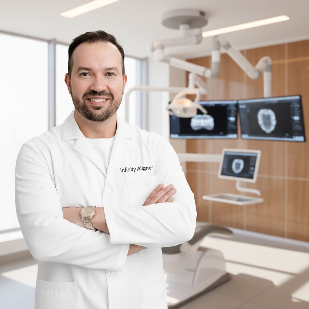 Certified Infinity Aligner practitioner in a modern clinic